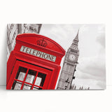 Black and white large art of London scenery on stretched canvas, ideal for kitchen wall art.