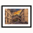 Extra large framed print depicting abstract scenery of Oxford with vibrant colors on a textured canvas.
