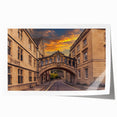 Rolled print of Oxford scenery with soft pastel colors on canvas, suitable as art wall for dining room.