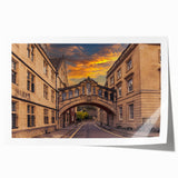 Rolled print of Oxford scenery with soft pastel colors on canvas, suitable as art wall for dining room.