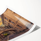 Extra large wall art featuring line art flowers in soft pastel shades on a rolled canvas.