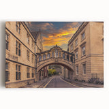 Black and white photograph of Oxford scenery on stretched canvas, ideal for kitchen wall art or bedroom decor.