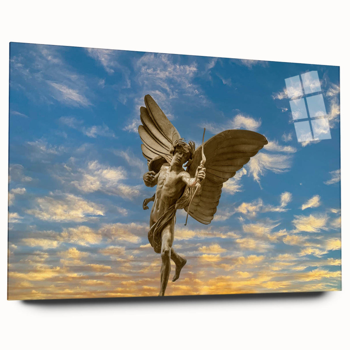 Large abstract depiction of Piccadilly, England in muted colors on acrylic glass, suitable for bedroom or dining room art.