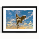 Colorful abstract art print of Piccadilly, England, in vibrant hues on a large framed canvas, ideal for living room decor.