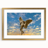 Abstract art print of Piccadilly, England in gold frame, ideal for dining room decor.