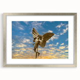 Extra large abstract art print of Piccadilly, England in textured silver frame, ideal for living room decor.