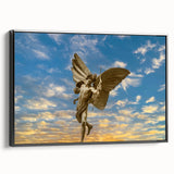 Black and white vintage poster art of Piccadilly, England on framed canvas, ideal for bedroom wall decor.