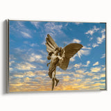 Landscape art painting of Piccadilly, England on framed canvas with vintage poster style in colorful palette.