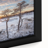 Extra large black wall art of a textured European scenery in vibrant colors, framed canvas, ideal for living room decor.