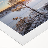 Art deco poster of a European Estonian scenery in muted colors on rolled canvas, suitable for dining room wall art.