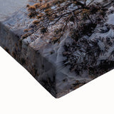 Large art featuring a black and white landscape painting of Estonia on stretched canvas, suited for bedroom decor.