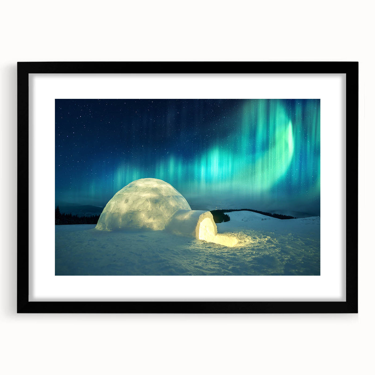 Extra large abstract art print of a colorful, textured European scenery on a black framed canvas.