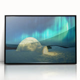 Large abstract wall art depicting a serene Finnish landscape in muted blues and greens on a framed acrylic.