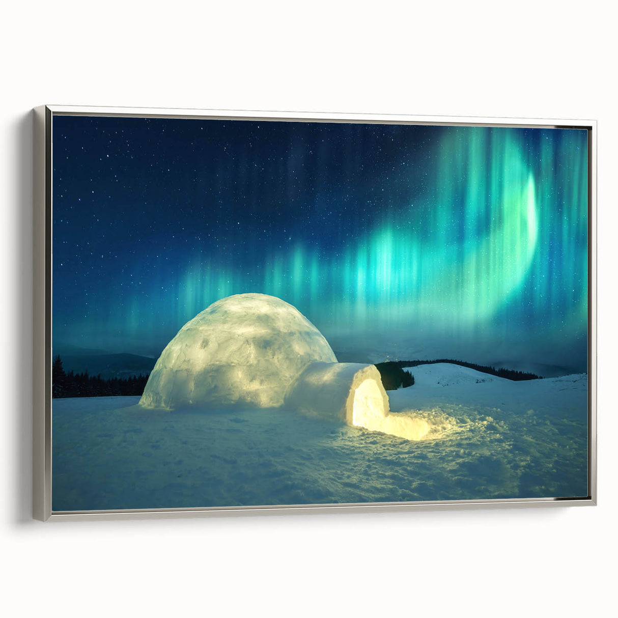 Framed canvas depicting a vintage-style landscape art painting of a Finnish scenery in colorful art tones.