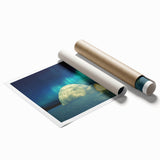 Rolled print of a serene Finnish landscape with muted green and blue tones, ideal for classy bathroom wall art.