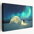 A serene Finnish landscape on stretched canvas, featuring soft blue and green hues, suitable for kitchen wall art.