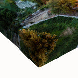 Large art depicting a black and white Corsican landscape on stretched canvas, suitable for bedroom wall decor.