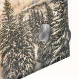 Large abstract depiction of the French Alps in muted earth tones on acrylic glass.