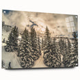 Acrylic glass print of the French Alps with vivid blue and white tones, ideal for bedroom or dining room decor.