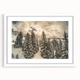 Textured art of the French Alps in abstract style, featuring earthy tones on a framed white mat, suitable for bedroom decor.