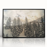 Large abstract wall art depicting the French Alps in muted gray tones on framed acrylic, suitable for modern art wall decor.