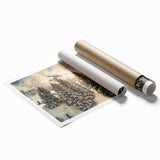 Extra large rolled print of the French Alps with vivid green and blue tones, ideal for classy bathroom wall art.