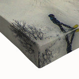 Black and white landscape art painting of the French Alps on large stretched canvas, suitable for bedroom wall decor.