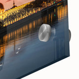 Large abstract depiction of Lyon on acrylic glass, in muted earth tones, suitable for dining room art.