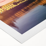 Art deco poster of Lyon, France in muted earth tones on rolled canvas, ideal for dining room wall art.