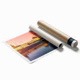 Extra large rolled print of Lyon, France, featuring soft pastel floral designs, ideal for classy bathroom wall art.