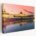 Large art print of Lyon, France on stretched canvas, featuring muted earth tones, ideal for kitchen wall art.