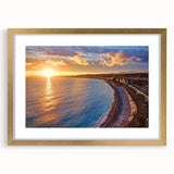 Abstract art print of a European scenery in Nice, France, with muted earth tones on a framed canvas.
