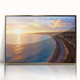 Art Deco poster of Nice, France, in muted gold tones on a framed acrylic, ideal for modern art wall decor.