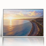 Mid-century modernist art depicting a serene French landscape, acrylic print in white frame, ideal for nursery wall art.