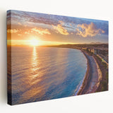 Large canvas print of a scenic Nice, France landscape in muted earth tones, ideal for kitchen wall art.