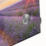 Large abstract depiction of Provence scenery on acrylic glass, in muted earth tones, suited for dining room art.