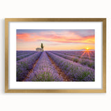 Abstract art print of Provence scenery in muted earth tones on a framed canvas, suitable for dining room decor.