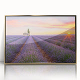 Acrylic print of a Provence, France scenery in art deco style, with warm gold and green tones.