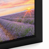 Extra large framed canvas of a textured Provence scenery in black with colorful art accents, ideal for living room decor.