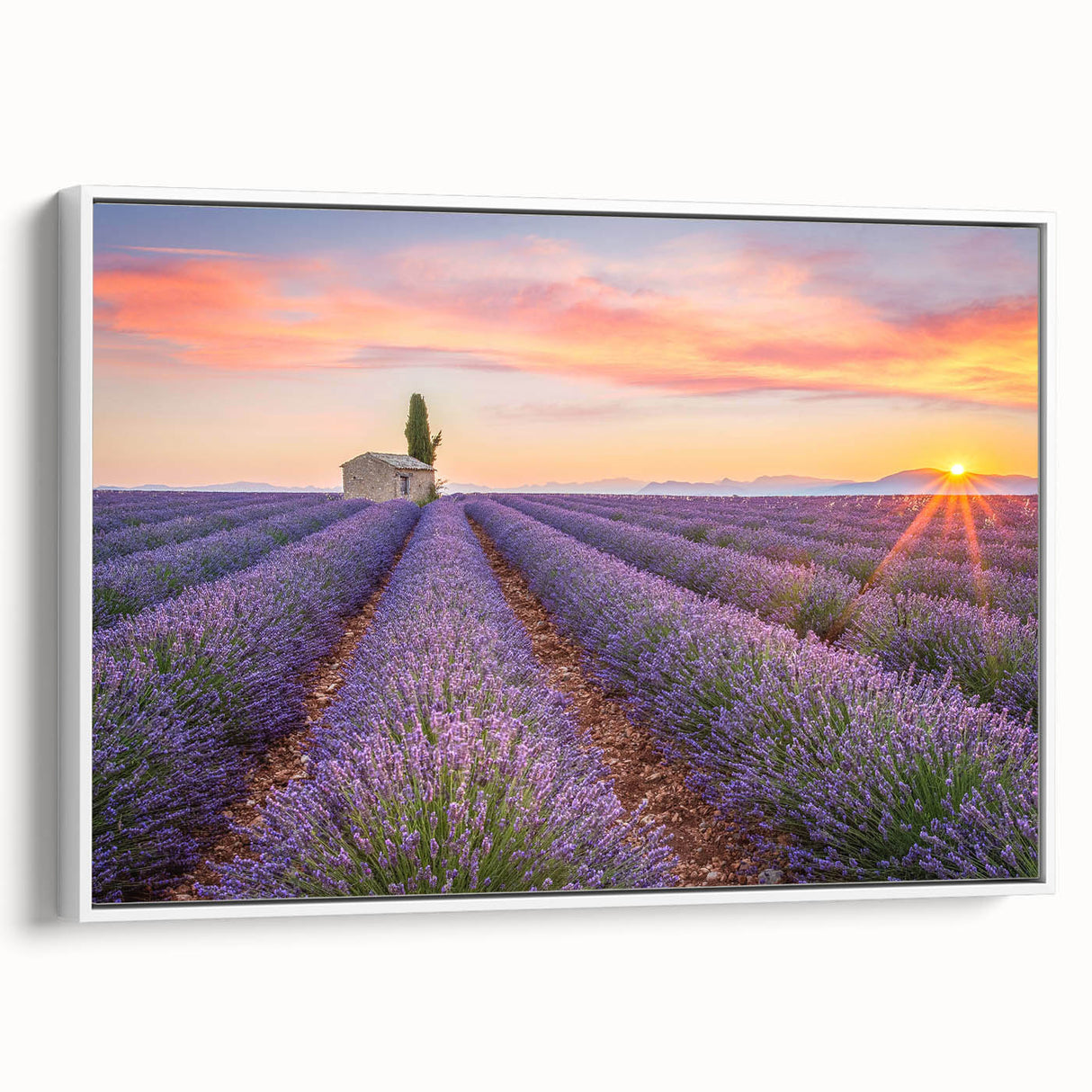 Vintage poster art of a scenic Provence landscape on extra large framed canvas.