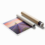 Extra large rolled print depicting a floral scene in Provence with muted green and lavender tones.