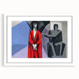 Textured art print featuring an abstract depiction of a Bavarian landscape, in muted earth tones on a white framed canvas.