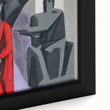 Extra large framed canvas of a textured Bavarian landscape in black with colorful accents, ideal for living room decor.