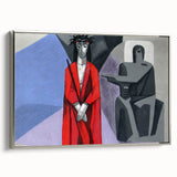 Landscape art painting depicting a Bavarian scene in vibrant colors on a framed canvas, ideal for living room decor.