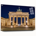 Acrylic print of Berlin skyline in muted gray and blue tones, suitable for bedroom or dining room decor.