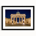 Extra large abstract art print of Berlin scenery in vibrant colors on a textured canvas, framed in black.