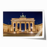 Extra large rolled print of Berlin scenery with floral accents in muted green and blue tones, ideal for art wall dining room.