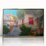 Framed acrylic print of Athens with gold accents in art deco style, suitable for modern art wall decor.