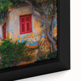 Extra large framed canvas of Athens with textured black and colorful art, ideal for living room decor.