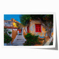Extra large wall art featuring Athens scenery in pastel shades on a rolled canvas, ideal for dining room decor.
